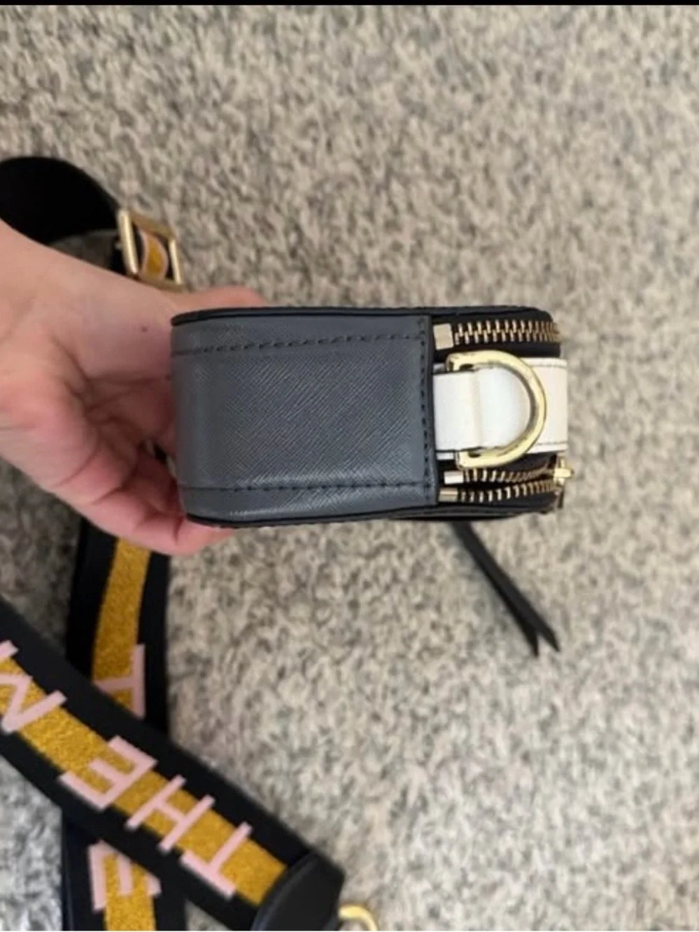 Marc Jacobs Black Crossbody Camera Bag with Logo Strap